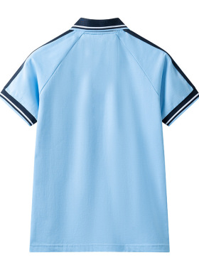 夏季中学生短袖校服套装初中生高中生白蓝色POLO衫小学生T恤班服T