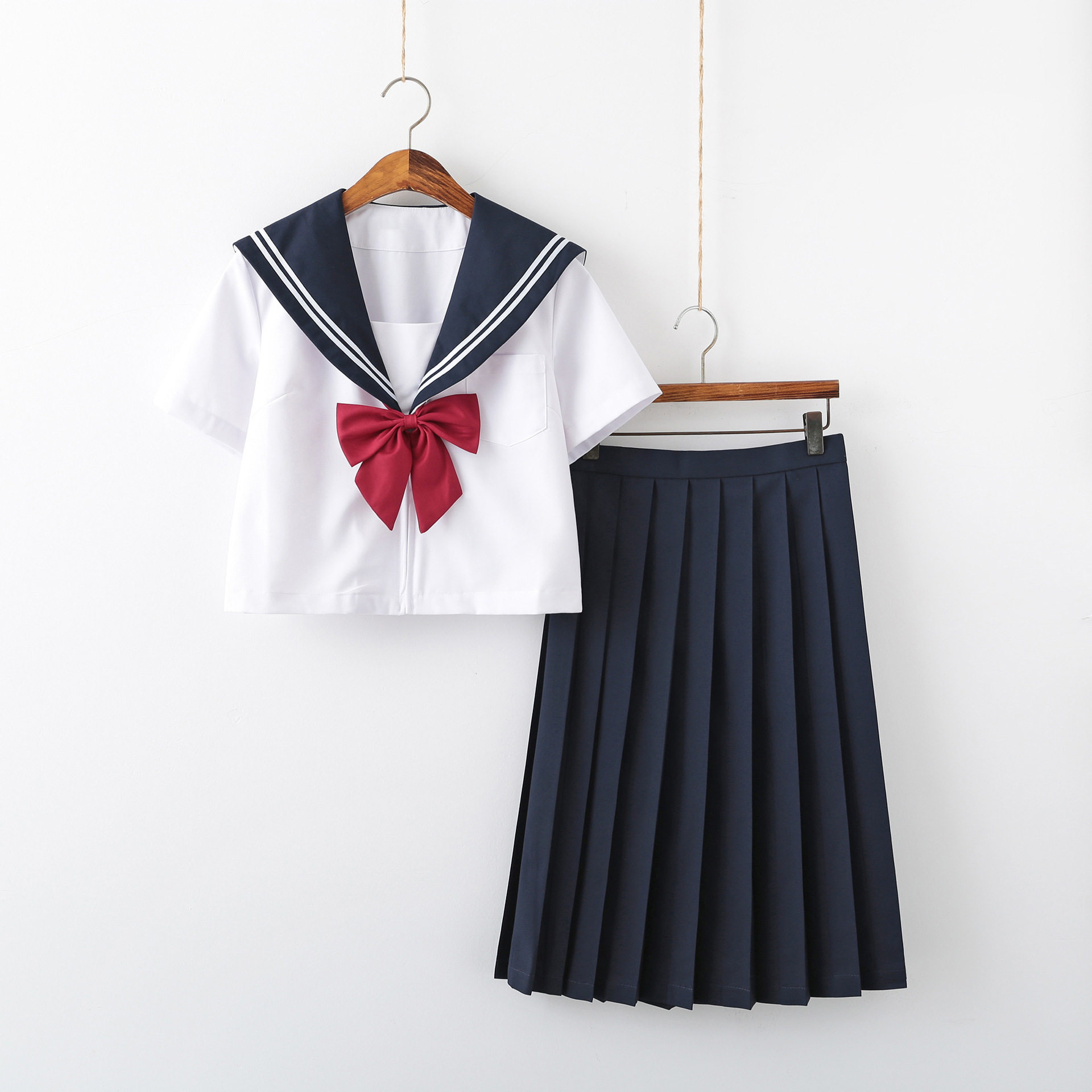 jk制服水手服 基础款拉链白二本三件套日系班服校服学院风套装