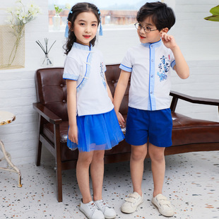 幼儿园园服汉服国学班服夏男女中国风男女童书院学堂汉服六一表演
