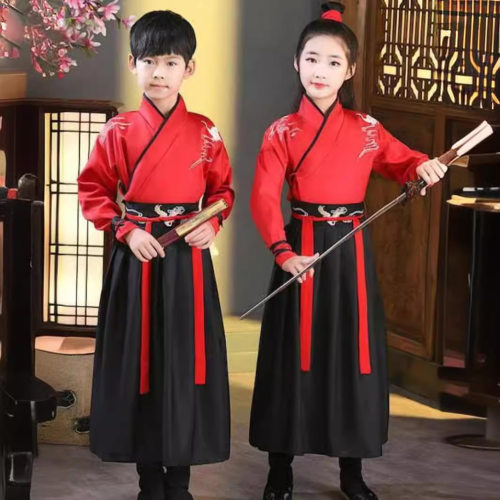 男童国学汉服学生中国风古装书童演出服幼儿园三字经弟子规表演服