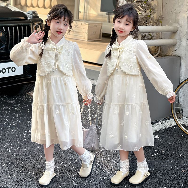 春装新中式公主裙女童连衣裙春秋款2024新款裙子儿童汉服唐装
