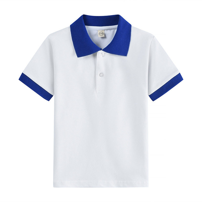 男童t恤短袖儿童polo衫纯棉小学生校服套装中大童白色夏装女童装