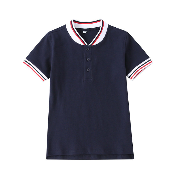 中小学生校服套装学院风英伦风园服夏装白色藏青彩色胸贴短袖上衣