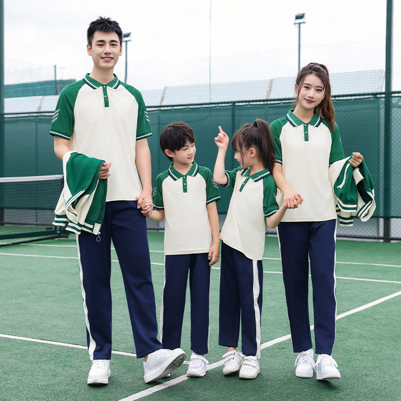 春秋季中学生校服三件套高中生夏季白色短袖班服小学生运动服团服