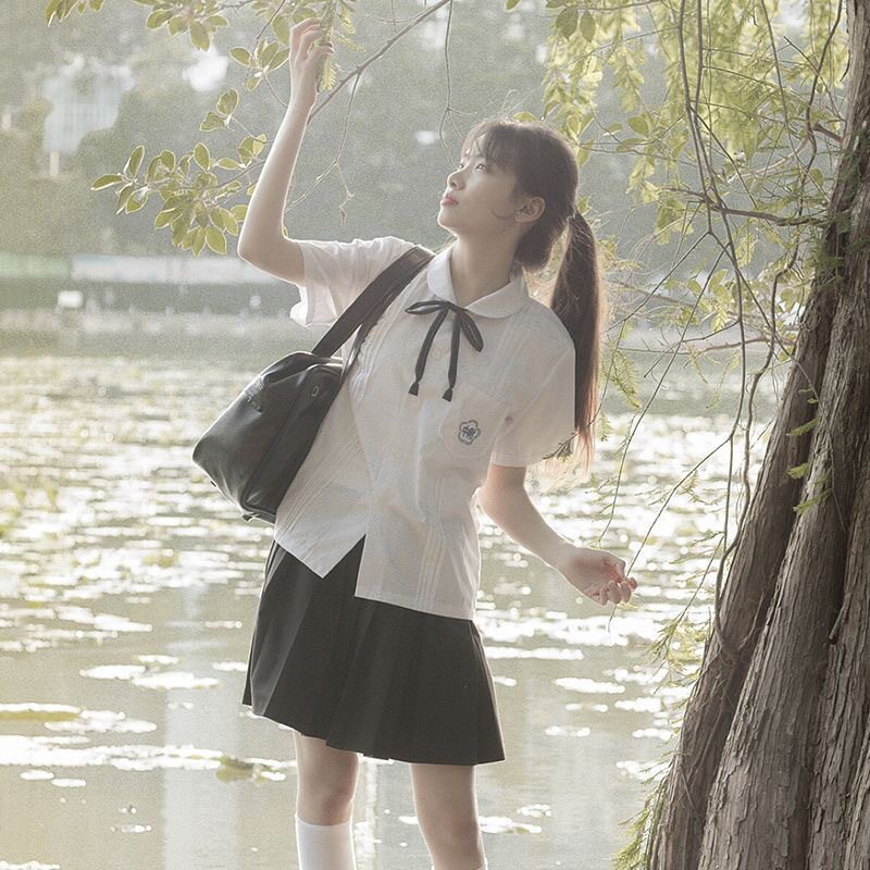 台湾校服套装附中学生jk制服白衬衫风琴褶高中学院风毕业班服夏季