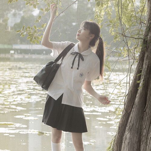 台湾校服套装附中学生jk制服白衬衫风琴褶高中学院风毕业班服夏季