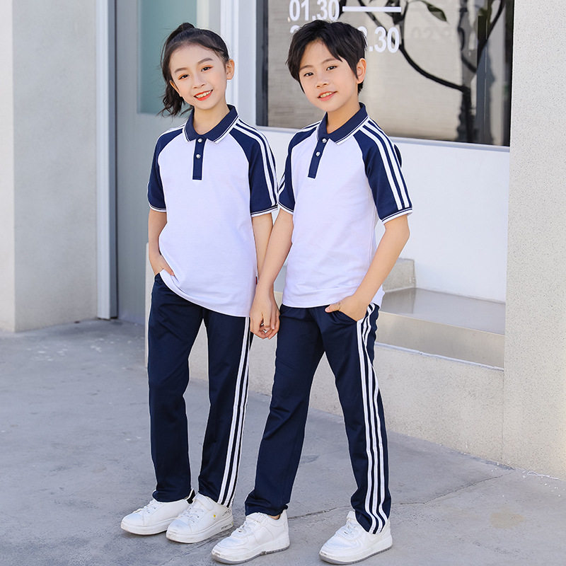 校服套装中学生男女班服高中生棉质短袖学院风上衣团体服运动会服
