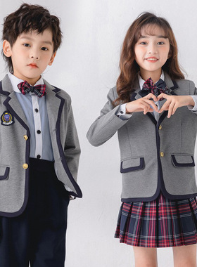 幼儿园园服春秋冬季儿童套装小学生英伦风西装韩版校服班服三件套