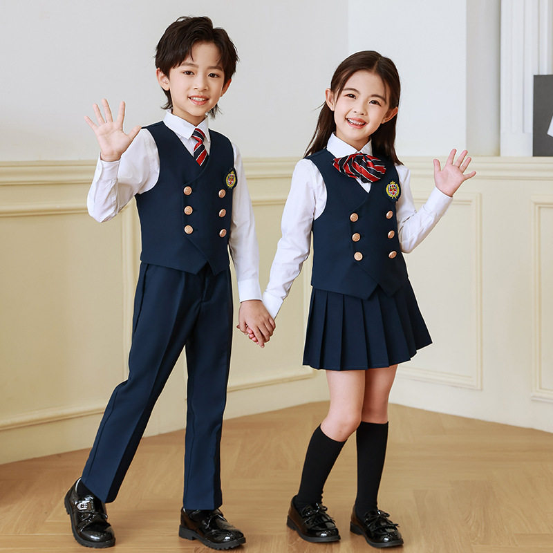 儿童西装马甲小学生英伦风马夹幼儿园园服班服学院风男女童校服