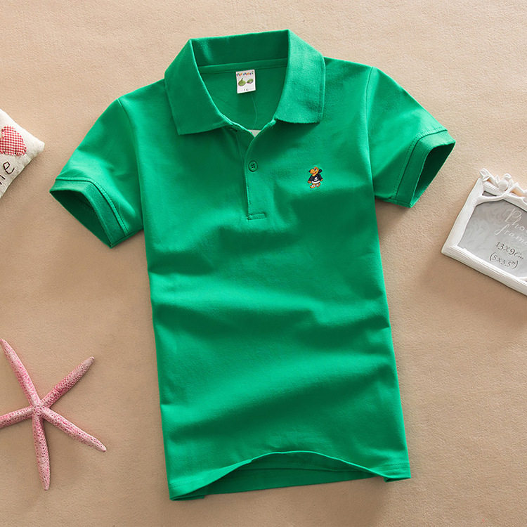 童装1-13-15岁纯色polo衫白红黑色短袖学生夏校服大童纯棉T恤批发
