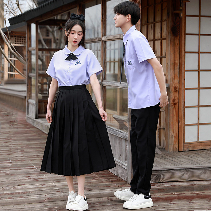 泰式泰国校服衬衫女短袖男学院风jk制服高中学生春秋毕业班服套装