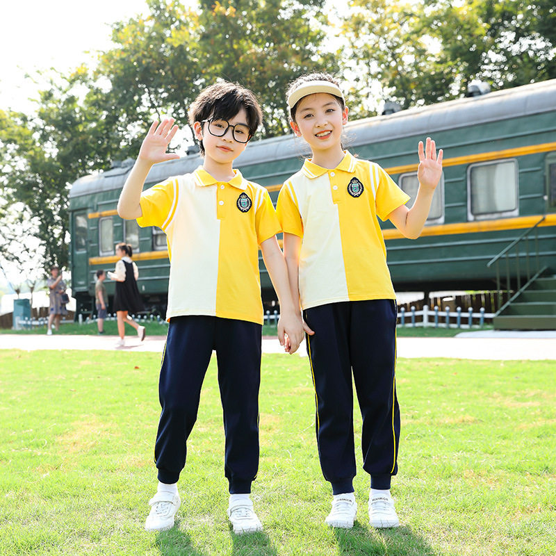 幼儿园园服春秋装三件套黄色班服儿童运动服校服套装小学生一年级