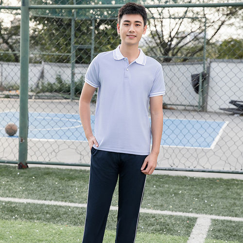 夏季学生校服短袖上衣初中生班服休闲学院风男女同款运动套装大码