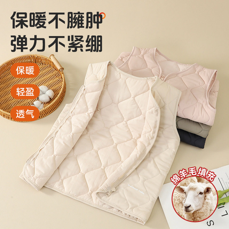 儿童保暖马甲秋冬外穿加绒加厚男女童校服神器宝宝保暖绵羊毛背心