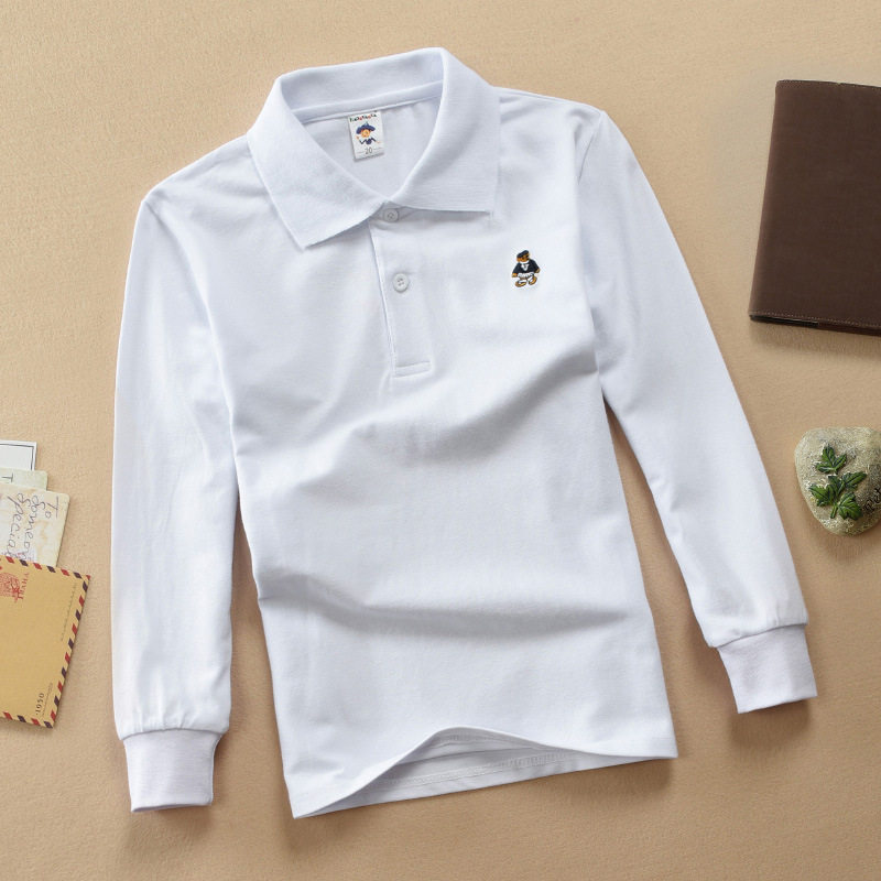 儿童装长袖T恤男女童春秋装珠地棉全棉Polo kids校服园服小中学生