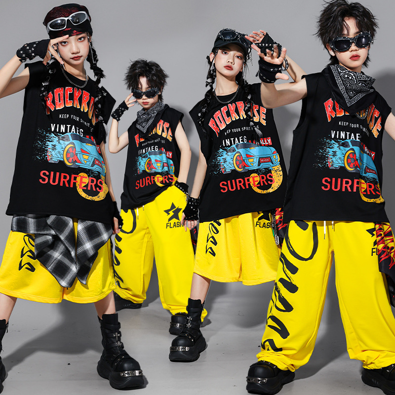 儿童hiphop街舞演出服男童嘻哈套装少儿架子鼓服装女童炸街童装