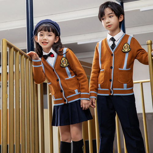 儿童校服春秋款套装幼儿园秋季园服英伦风中小学生毛衣班服三件套