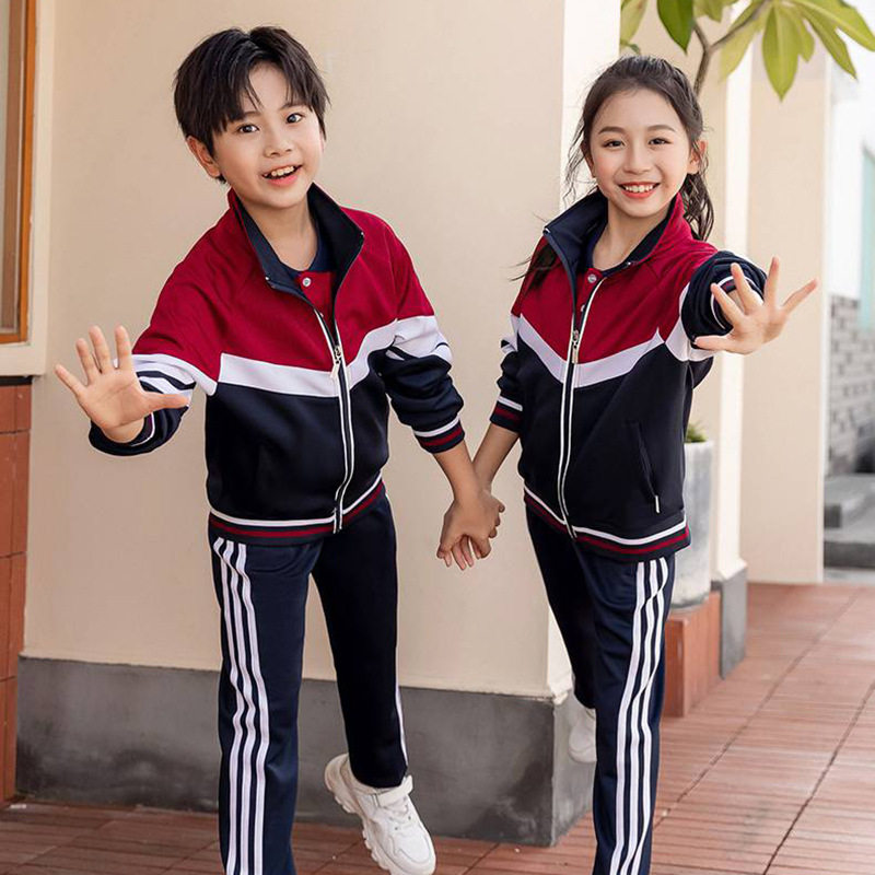 春秋季新款小学生校服套装初中高中生长袖班服运动幼儿园服三件套