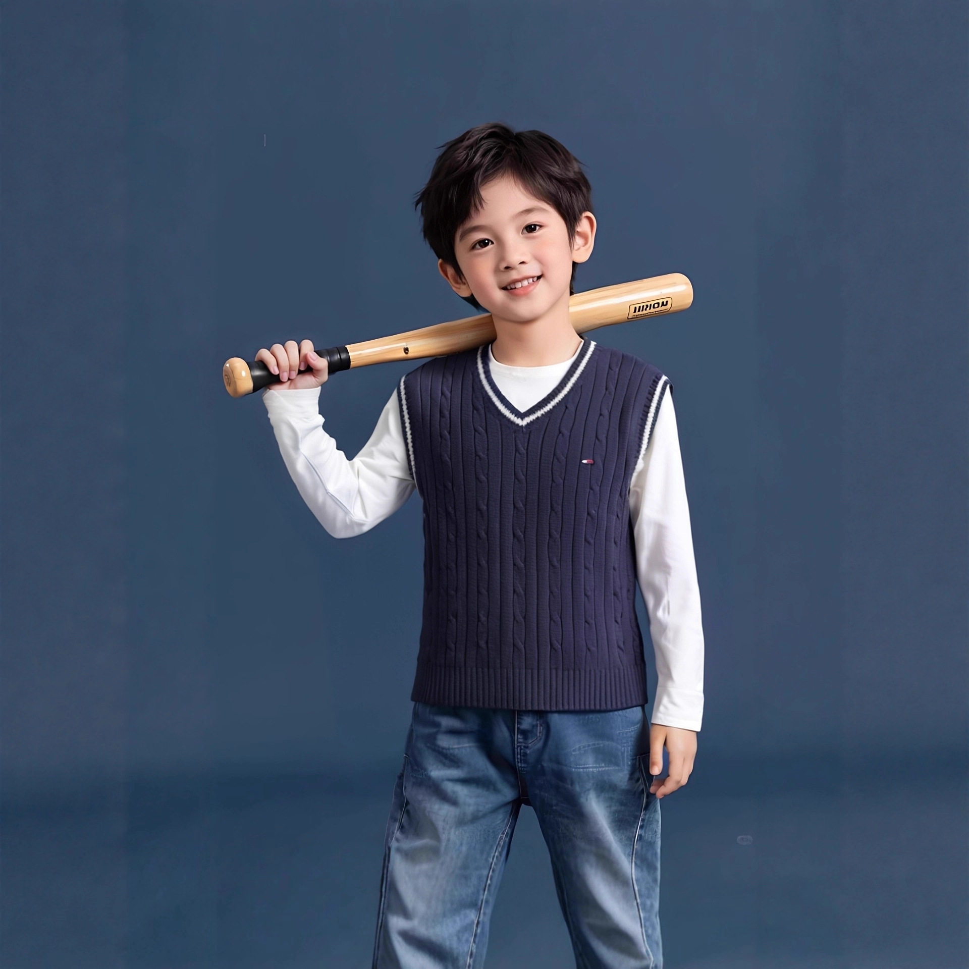 学院春秋男童女童装毛衣棉质宝宝套头背心小孩儿童针织马甲校服