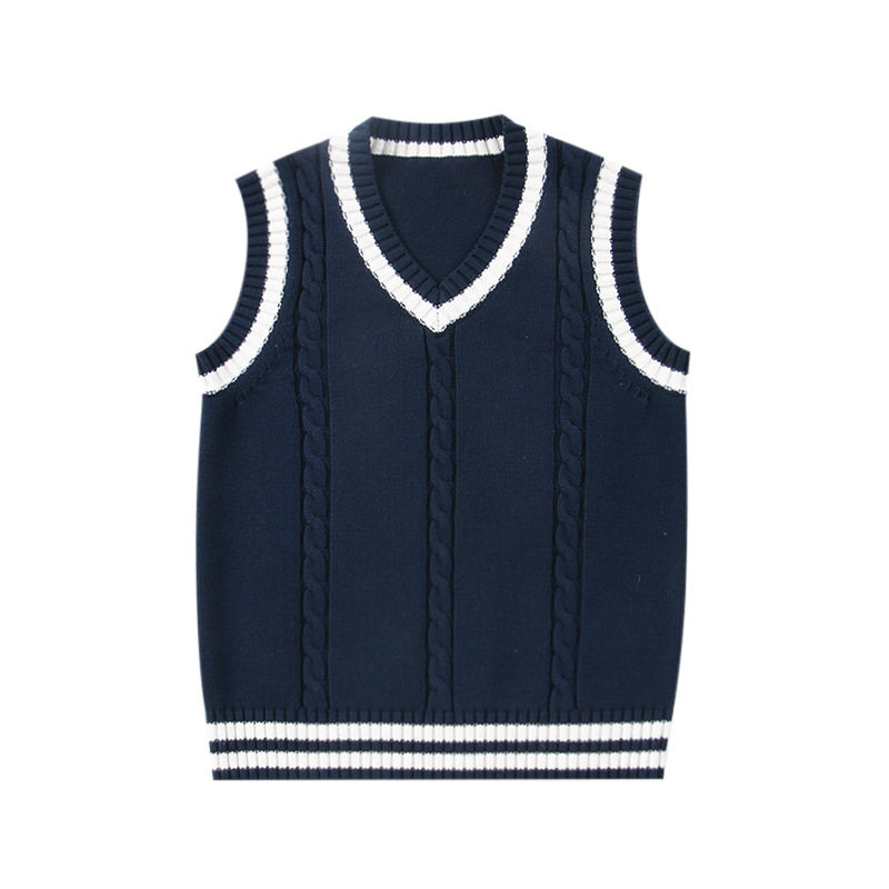 学院风针织马甲背心女2024春秋新款毛衣外搭叠穿无袖上衣毛线校服