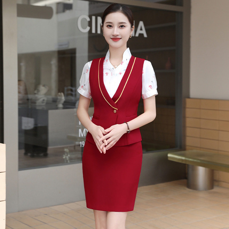 南航空姐制服职业空乘珠宝店美容院马甲套装工装夏航空学院校服夏