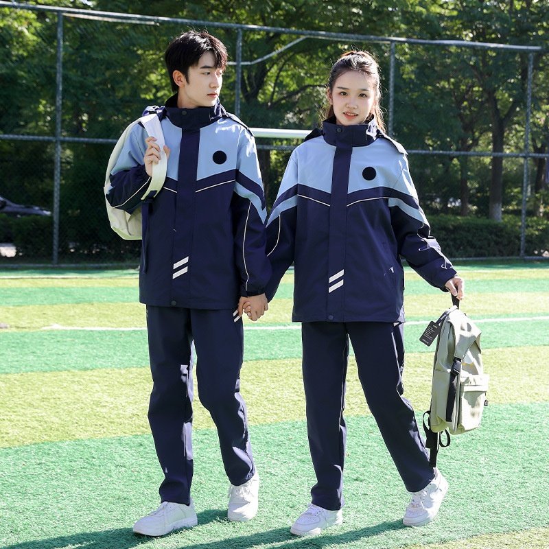 秋冬季初高小中学生校服班服运动风套装可拆卸冲锋衣男女加厚加绒