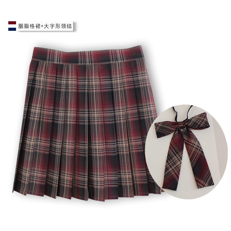JK制服裙学生校服班服涵素诗格子半身裙校供感百折裙高腰短裙软妹