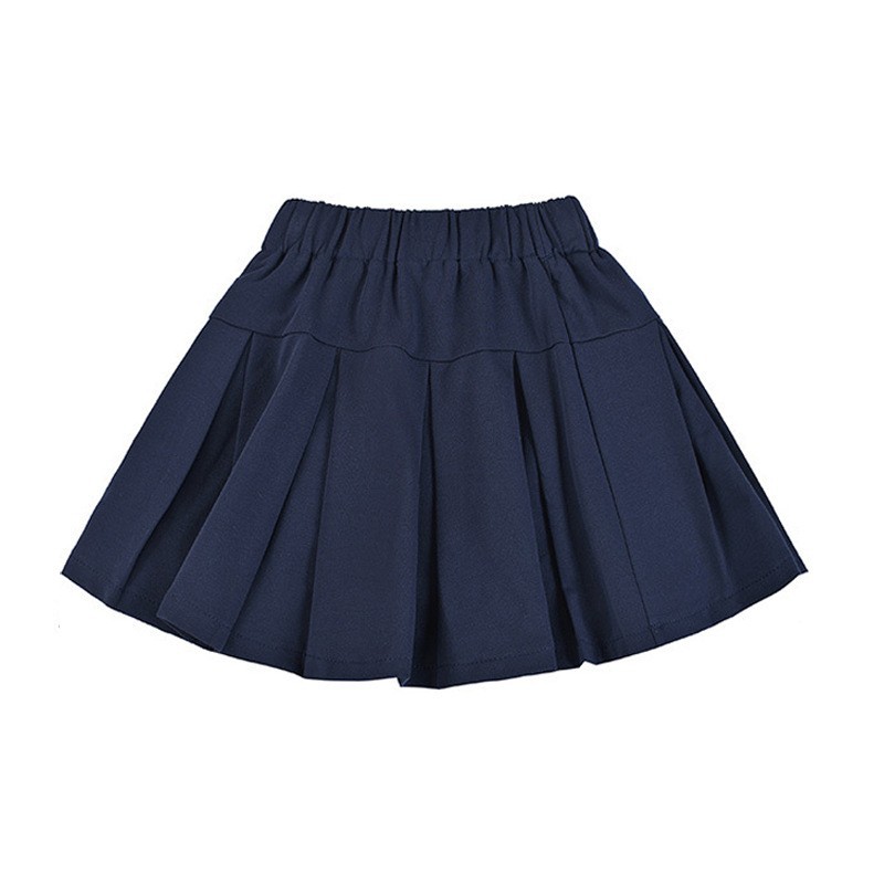 儿童校服短裙深蓝色红白杠半身裙女童休闲百褶裙小学生裙子防走光