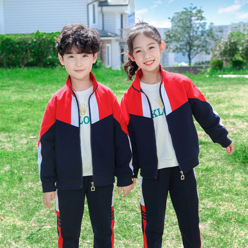 ok龙幼儿园园服春秋装三件套小学生校服套装初中生班服儿童运动服