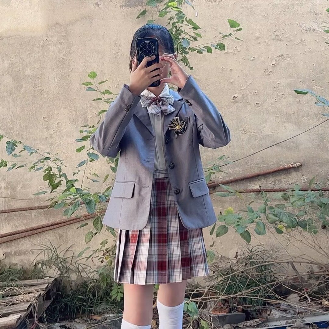 金鱼姬JK格裙原创西装制服套装秋冬季儿童女学生学院风校服百褶裙
