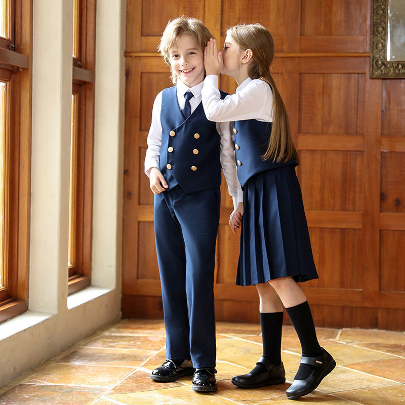 小学生校服春秋儿童班服英伦风幼儿园园服马甲衬衫长袖套装演出服