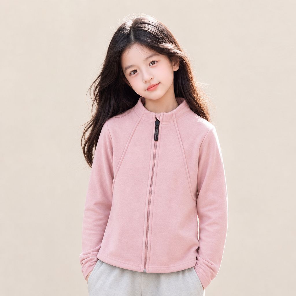 女童秋冬款校服加绒打底衫卫衣儿童加绒加厚保暖修身外套亲子装