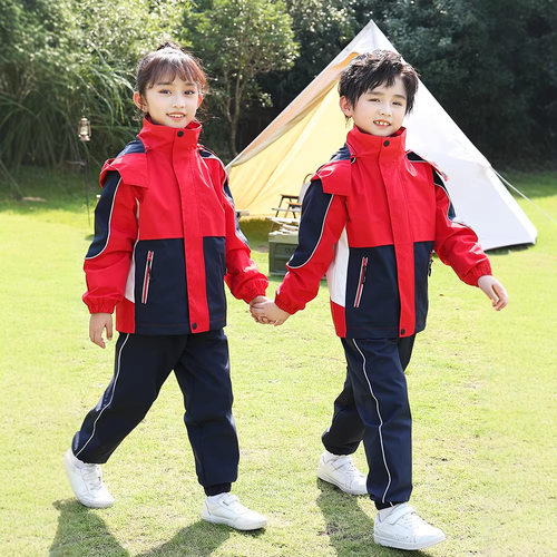 2021秋冬季新款三合一冲锋衣幼儿园园服中小学校服连帽班服校园风