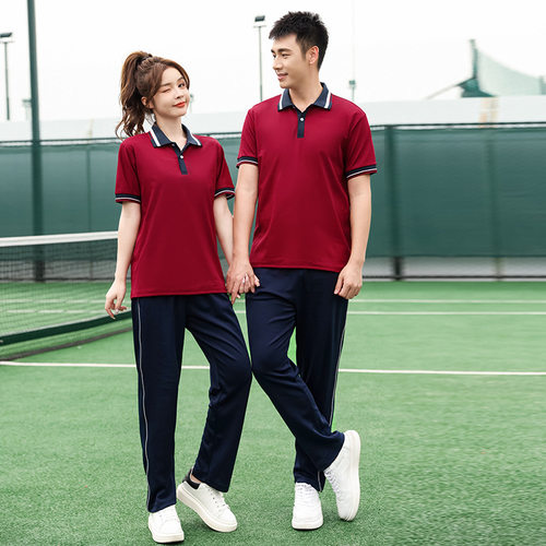 2024新款夏季初中校服短袖套装高中生男女款班服运动T恤军训服