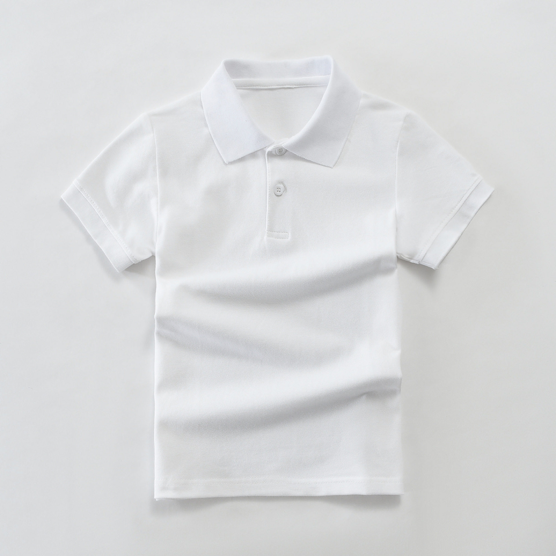 男童短袖polo衫翻领纯色儿童小学生校服女童班服白色蓝色t恤夏装