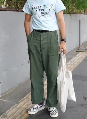 美式复古阿美咔叽OG107军旅风长裤宽松复刻军绿直筒工装裤VINTAGE