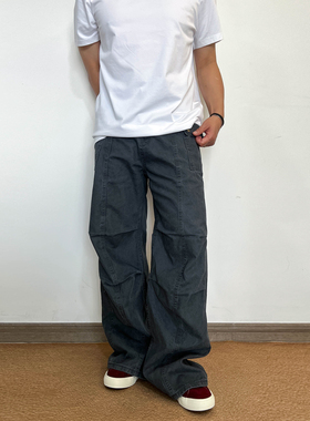 SLOWBAND美式复古解构设计多口袋微喇工装裤男女vibe直筒休闲长裤
