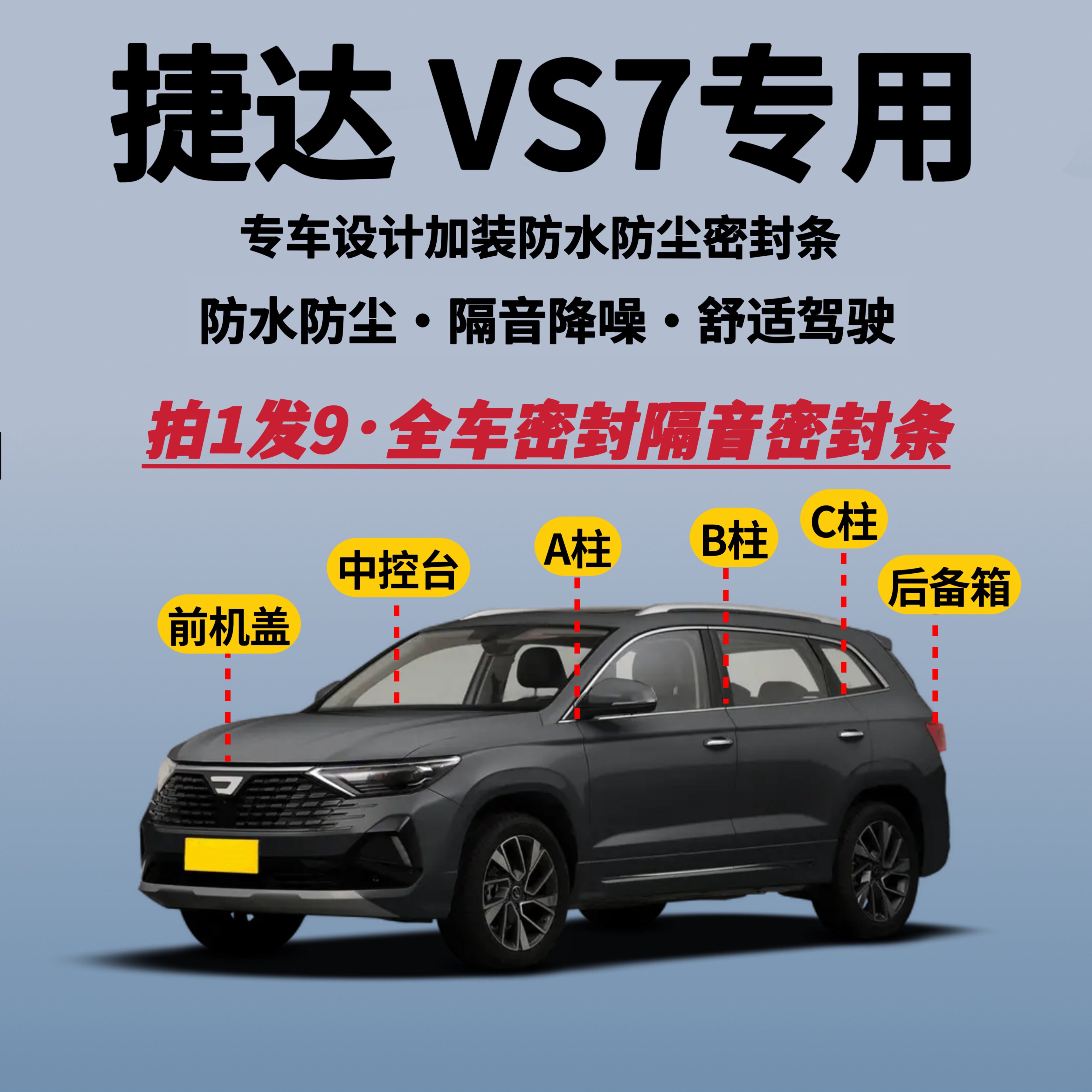 捷达VS7专用全车密封条隔音降噪