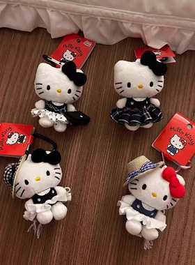 夏日草帽kitty包包挂件哈喽KT书包挂饰毛绒公仔玩偶女生礼物闺蜜
