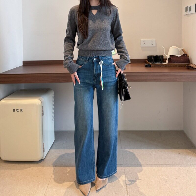 秋冬新款VxmoR 两种长度四面弹显瘦直筒裤窄版牛仔裤女小个子主推图片
