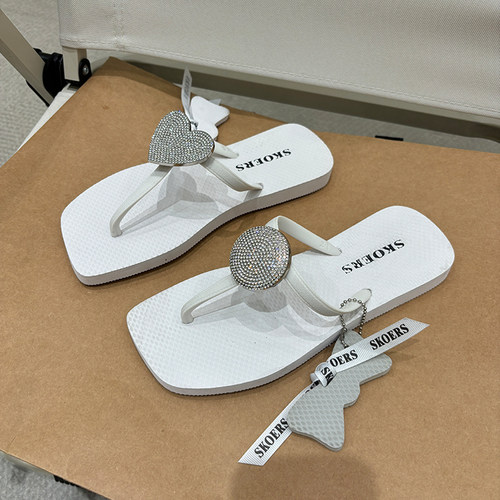 水钻平底SKOERS休闲沙滩欧货夹趾