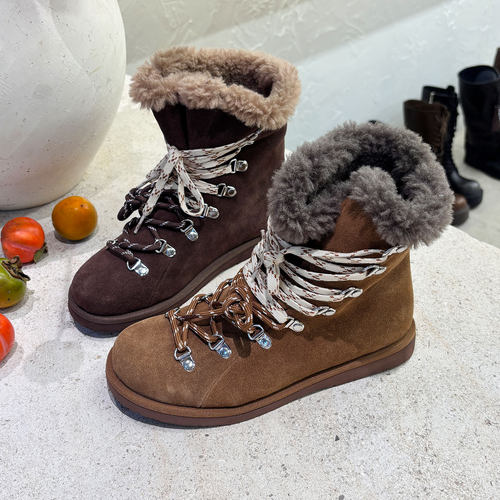 真皮厚底加绒加厚保暖雪地靴短靴