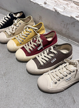 欧洲站休闲百搭舒适帆布鞋女2026春季新款平底低帮软底板鞋小白鞋