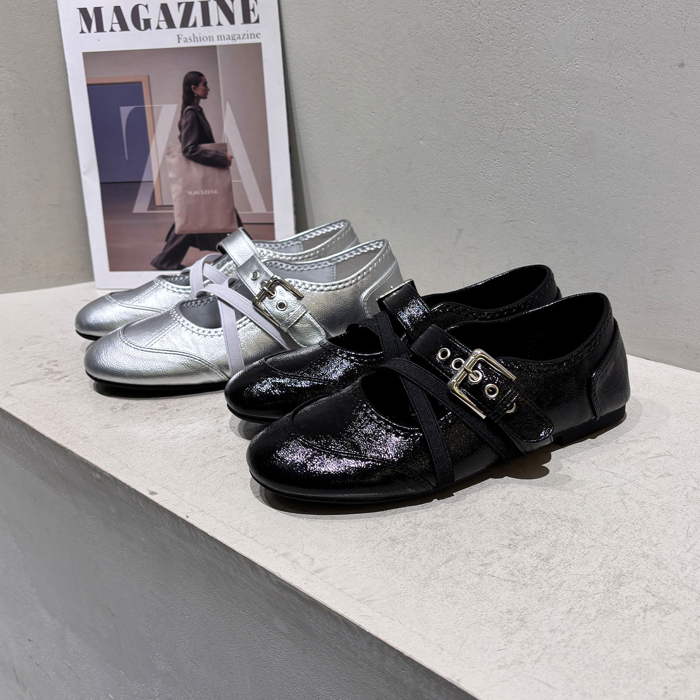 法式复古风交叉扣带玛丽珍鞋女平底浅口单鞋百搭舒适,女鞋,浅口单鞋,淘宝优惠券,粉丝福利购,淘宝优惠卷