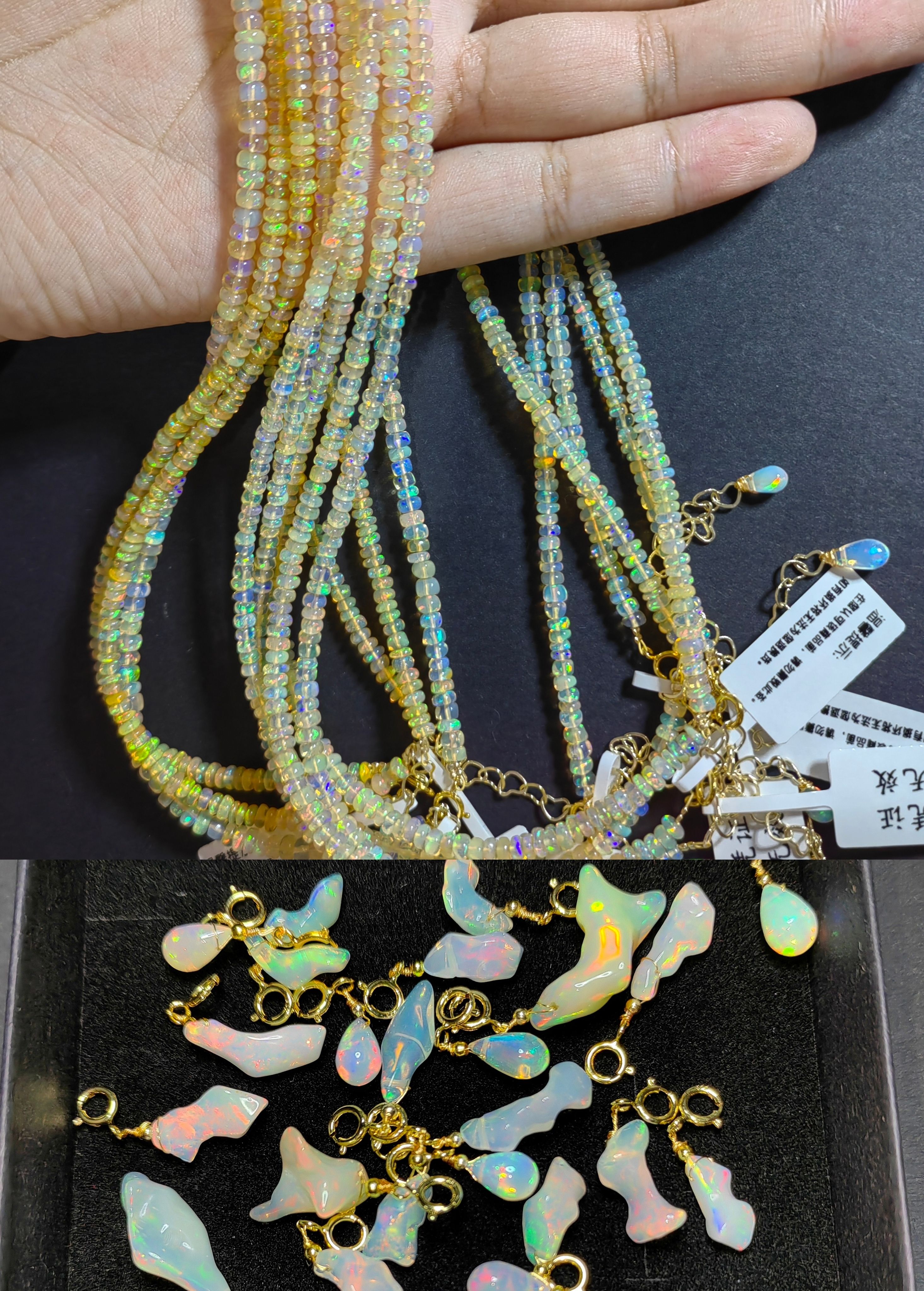 格物《欧泊可搭配吊坠项链》天然非洲欧泊随形项链吊坠镀14k金