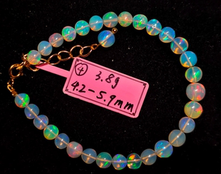 天然水晶欧泊圆珠手链diy饰品一图一物蛋白石非洲欧泊火彩美镀金