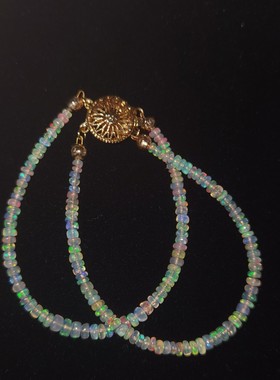 非洲欧泊蛋白石原创14k金手链