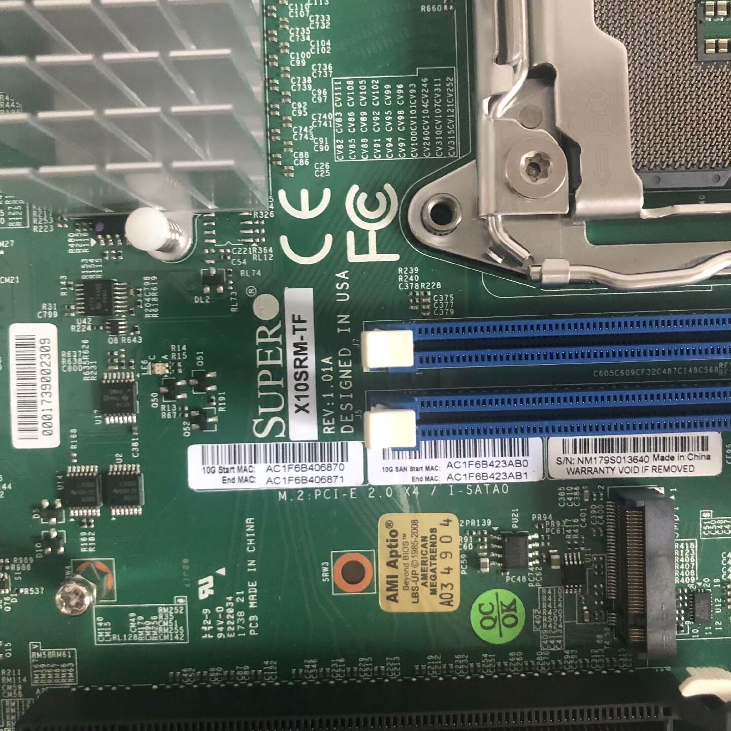 拆机超微单路主板x10srm-tf 双万兆电口 支持m2硬盘