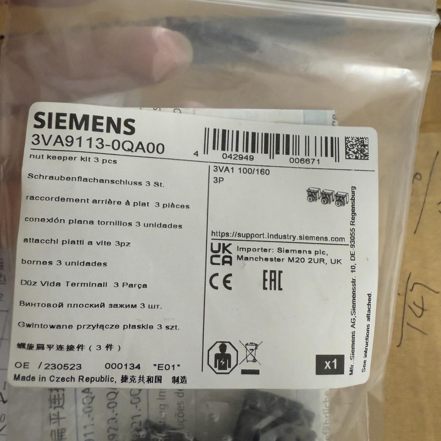 3VA9113-0QA00西门子螺旋扁平连接件