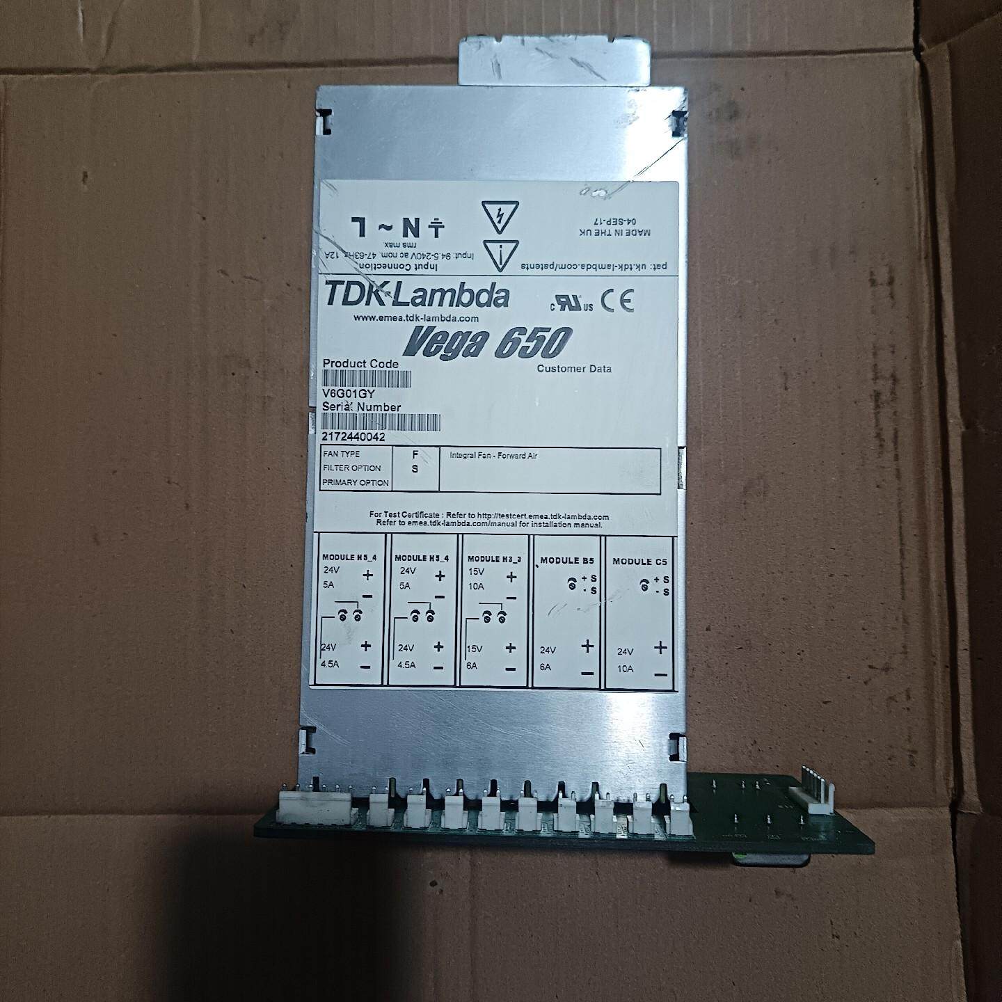 TDK-Lambda vega650电源 24V 、15V